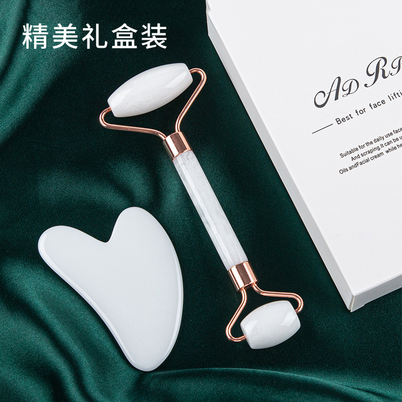 Jade roller massager natural Xiuyan jade face slimming beauty lift firming V face beauty instrument manual scraping