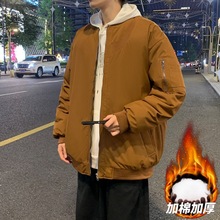 男士加棉加厚棒球领棉衣2025冬季新款男装青少年时尚休闲潮流外套