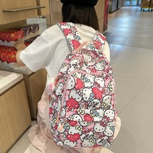 凯蒂猫款可爱印花粉色系大容量书包初高中女学生软妹上课双肩包包