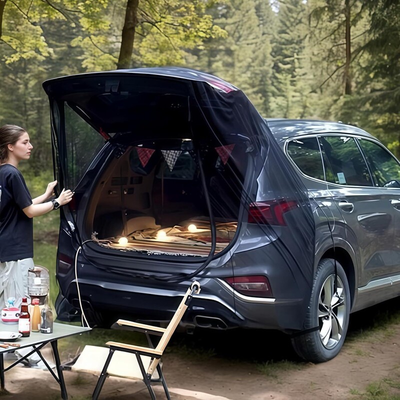 国境を越えた車のトランクネット、スクリーン、RV、自動運転換気、テールゲート蚊帳、テールテント、防蚊カーテン卸売|undefined