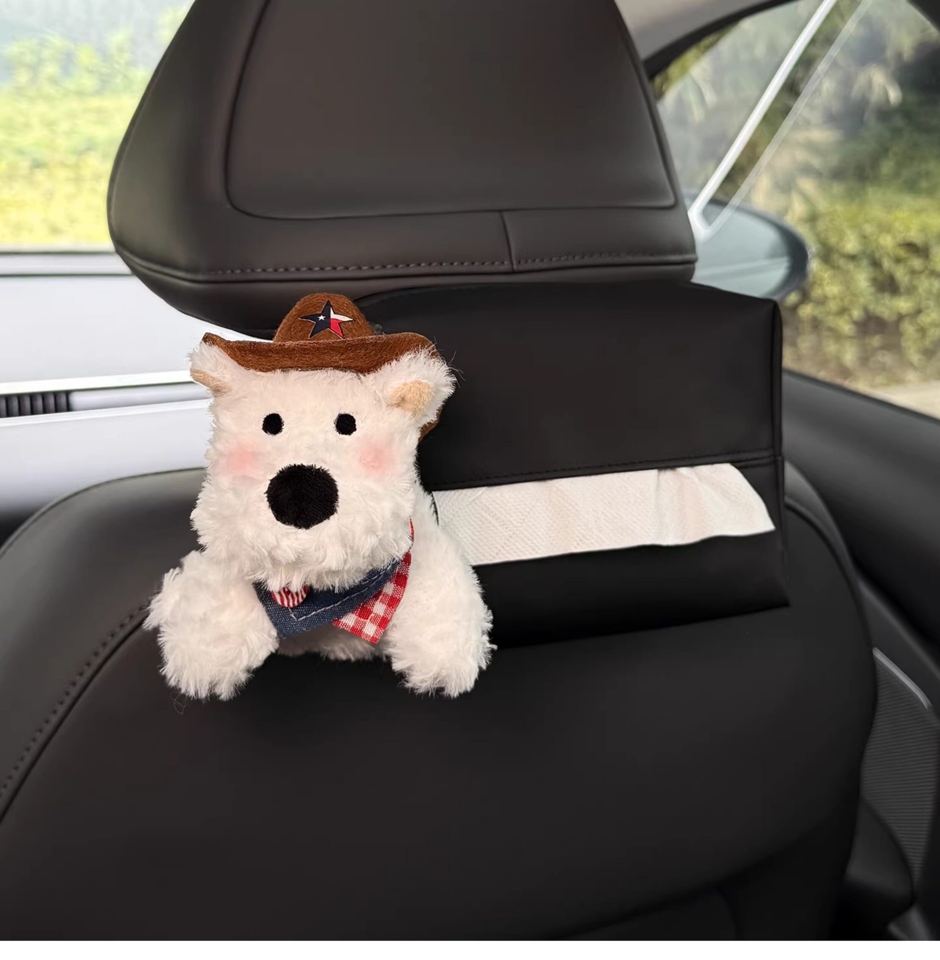 2026 New Model West Highland Car Tissue Box, Car Headrest Tissue Holder, Seat-Mounted Car Tissue Bag, Cute for Women