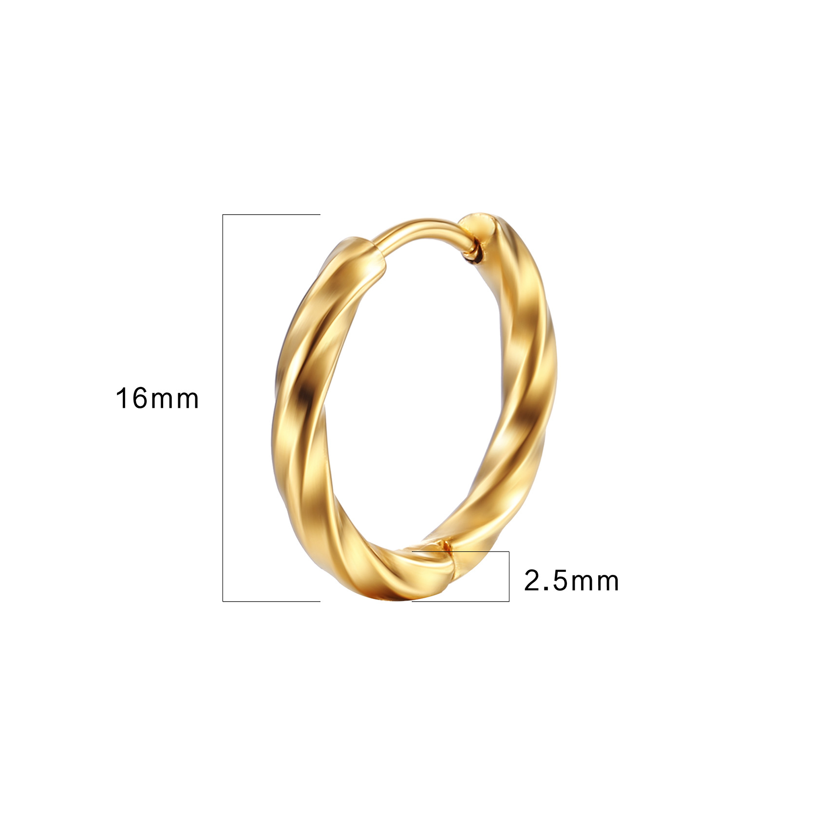 201 Stainless Steel Ear Needle Material 18K Real Gold Plated Plating Material PVD Coated 18K Gold Real Gold Plated Round 201 Stainless Steel Fashion Waterproof Non Tarnish Hoop Earrings