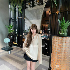 高版本~RL拉夫小马标复古情侣卫衣女长袖半拉链polo翻领宽松美式
