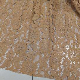 镂空蕾丝浅咖啡焦糖色棉蕾丝带骨线网眼布料夏季女装旗袍连衣裙修