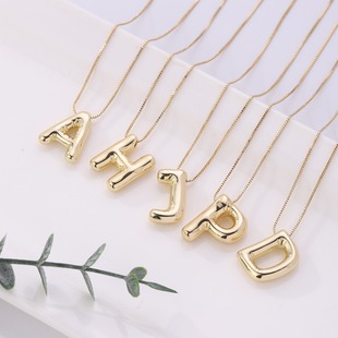 Amazon Xiyin Best-Selling Balloon Glossy Letter Necklace Chubby Pendant Jewelry European and American Fashion Simple