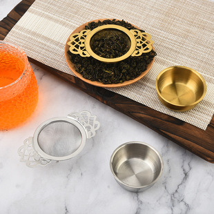 Factory Supplies 304 Stainless Steel Tea Strainer Filter Tea Leaf Filter Tea Infuser Double-Handle Lace Tea Filter