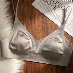 Cross-Border Foreign Trade Seamless Underwear Women's French Rabbit Ear Cup Without Rims to Adjust the Side Breasts and Smooth Thin Bra Factory
