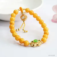 Xinyu Натуральный русский янтарный браслет куриный масляный желтый старый медовый воск ручной шампур этнического ветра оптовая продажа волос HP4101202