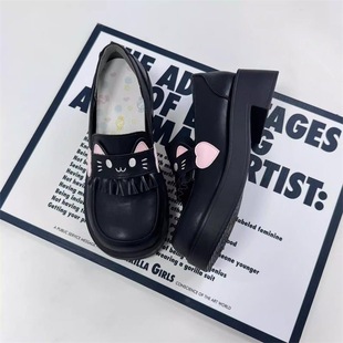 Versatile Japanese-Style Slip-On Round-Toe Mid-Heel Jk Shoes, College Style Cute Leather Shoes, Lolita Uniform Shoes