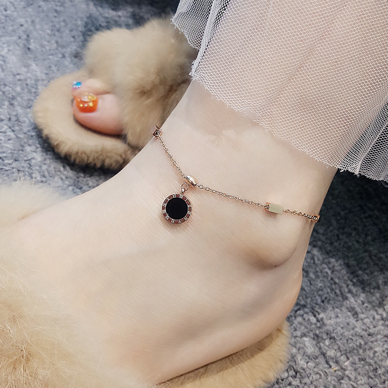 Wenjian Nuevo Romano Digital colgante de acero de titanio Tobillera anti-alergia Internet celebridad Nueva tobillera sexy para las mujeres