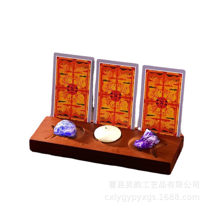Soporte de postal de madera maciza, foto de escritorio, base de tarot de madera, base de nota de mensaje diario, base de tira de papel