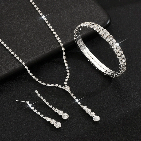 446+ double row elastic bracelet silver