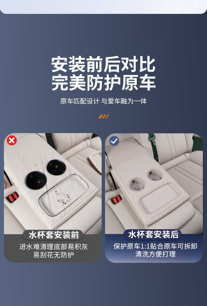 Suitable for Xiaomi Yu7 Rear Drainage Cup Cover Integrated Silicone Cup Holder Wireless Charging Pad Car Decoration Supplies
