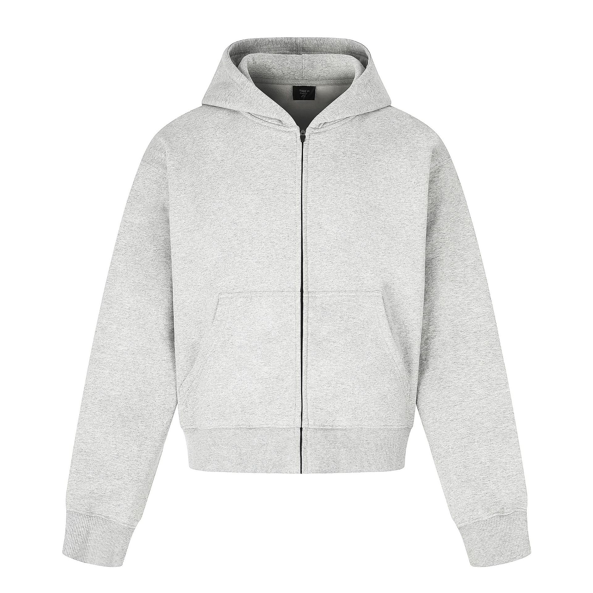 0036 American Retro Trendyy Men's and Women's High Street Version Design Pure Color Men's Zipper Short Wide Hooded Sweatshirt