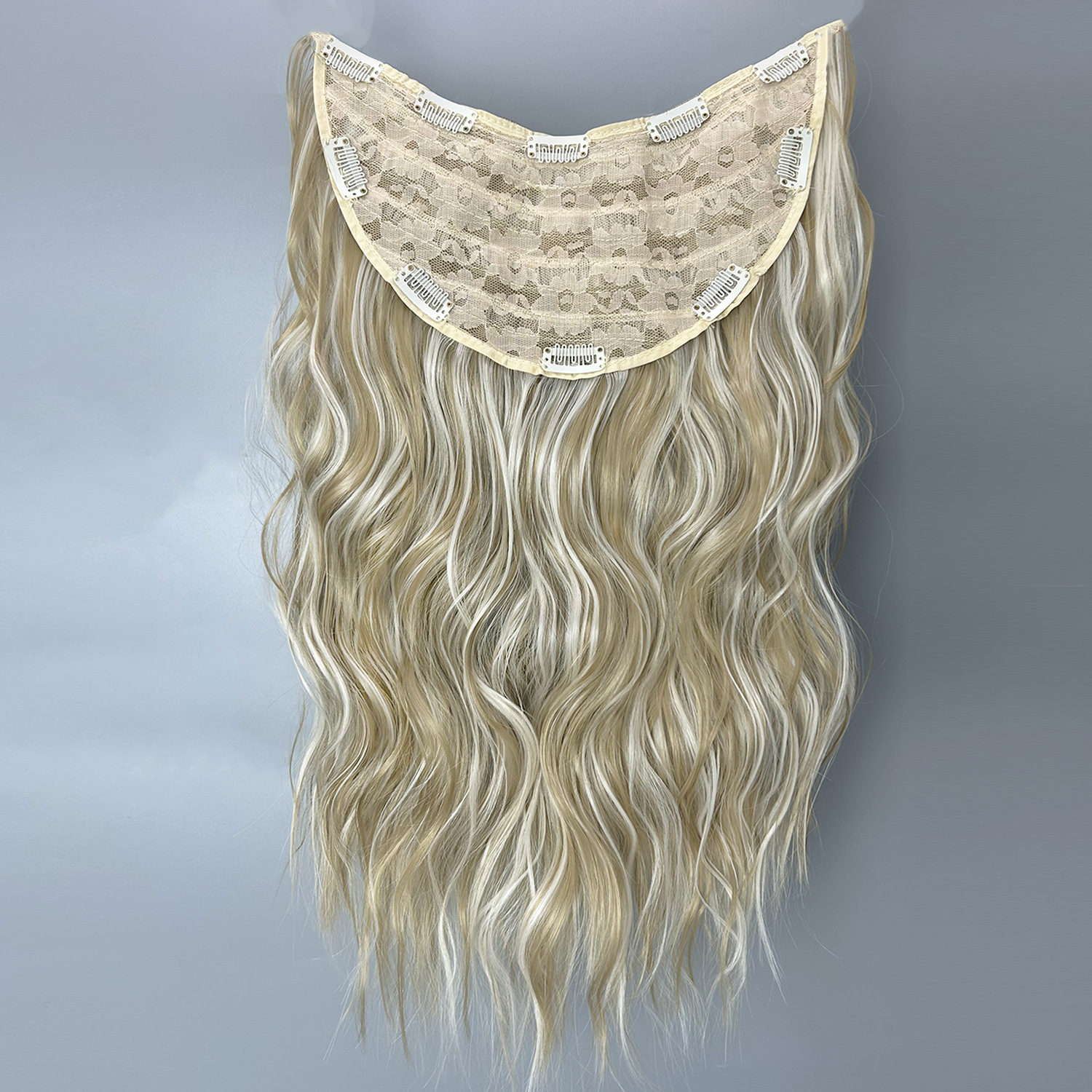 Peruca de cabello rizado en forma de U flácida, aumento de cabello, peruca de cabello simulada de una pieza, cabello largo femenino, cabello invisible sin huellas.