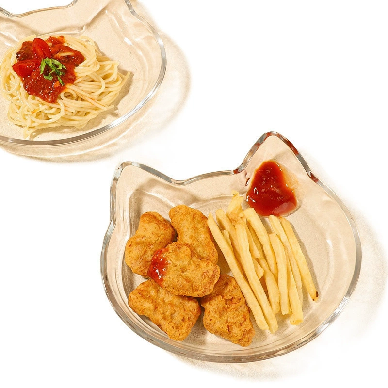 Glass cartoon cute material for home use, dinner plate