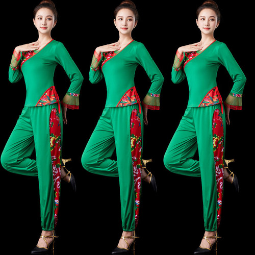 Jiangxi Fazhengdahong new square dance costume suit for middle-aged and elderly women Yangko dance long-sleeved bloomers performance