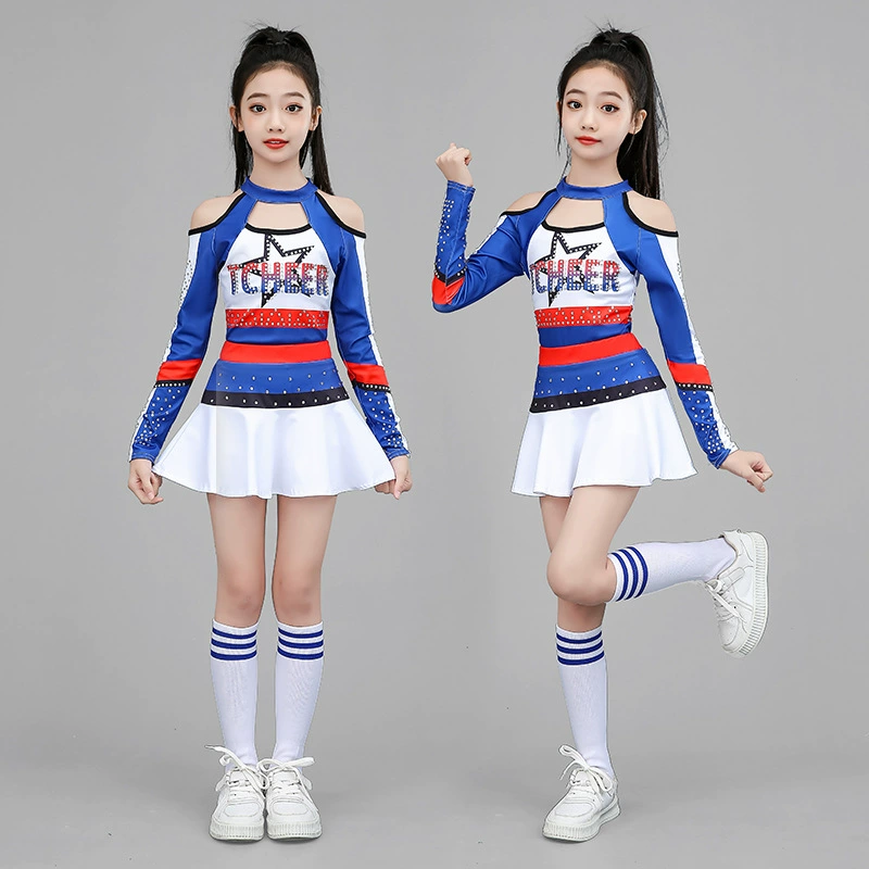Новогодняя детская форма для черлидинга, детская мужская и женская форма для групповых соревнований, форма для черлидинга для школьников начальной и средней школы.
