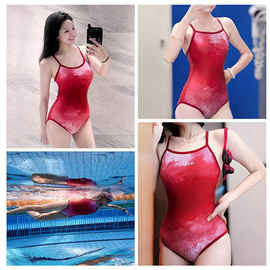 泳衣女高级感2025新款绝美连体游泳馆专用竞速游泳衣红酒原厂家