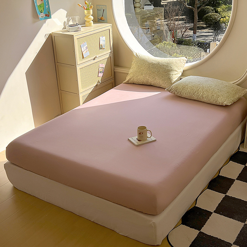 Colchón de cama de algodón de punto de primavera y verano transpirable de color Cubierta antipolvo Cubierta protectora de colchón fija Cubierta de cama completamente envolvente