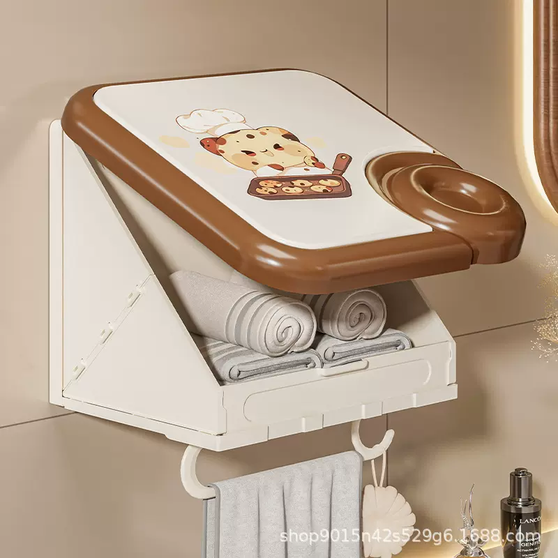 批发浴室壁画收纳箱洗澡放衣服神器防水折叠置物架卫生间免孔壁挂