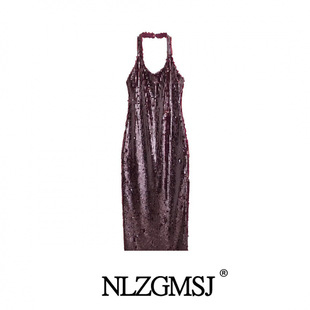 2024 autumn new women's European and American style fashion beads hanging neck collar dress 5063806