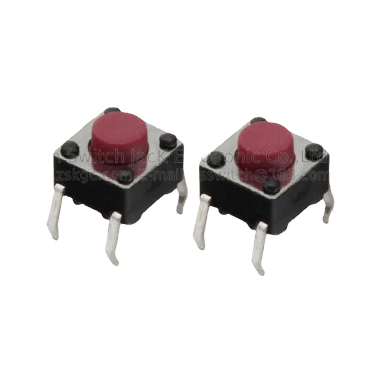 批发红色按钮开关四脚  轻触开关红色手柄6X6mm   红色柄按键开关