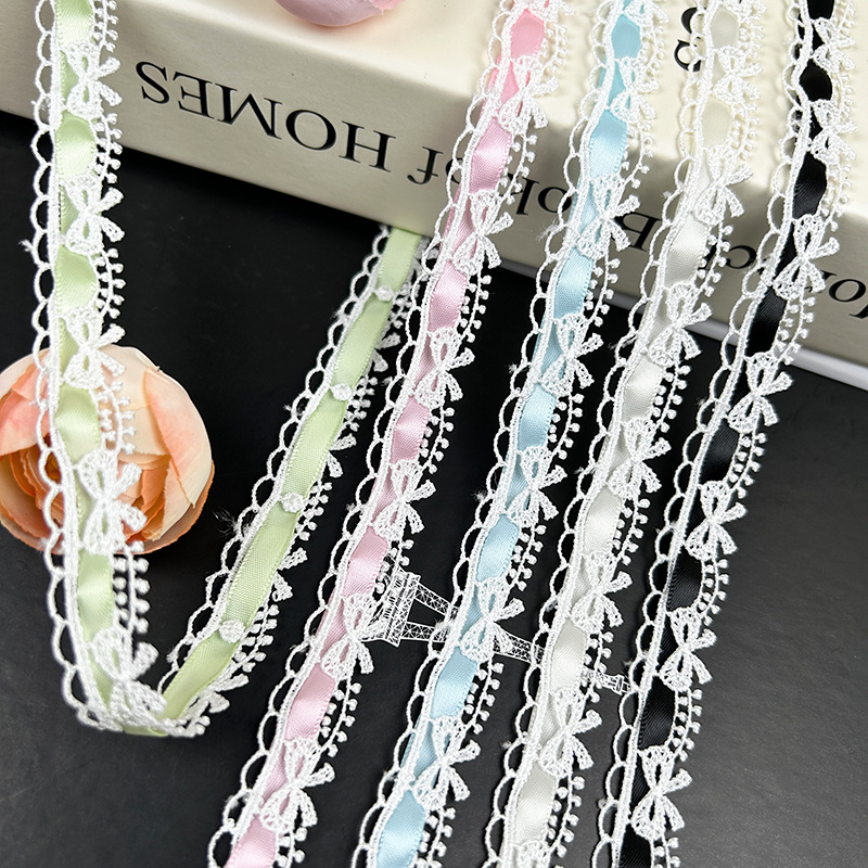 洛丽塔发带装饰水溶刺绣蝴蝶结蕾丝diy娃衣花边裙边手帐辅料