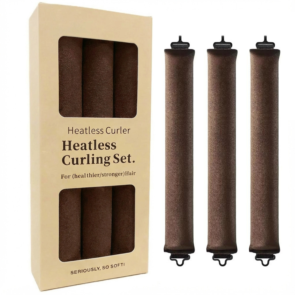 Cross-Border Hot Selling 3-Pack of Heat-Free Curling Irons, Hair Styling Tools for Lazy People, Fashionable Big Wave Tools, Color Box