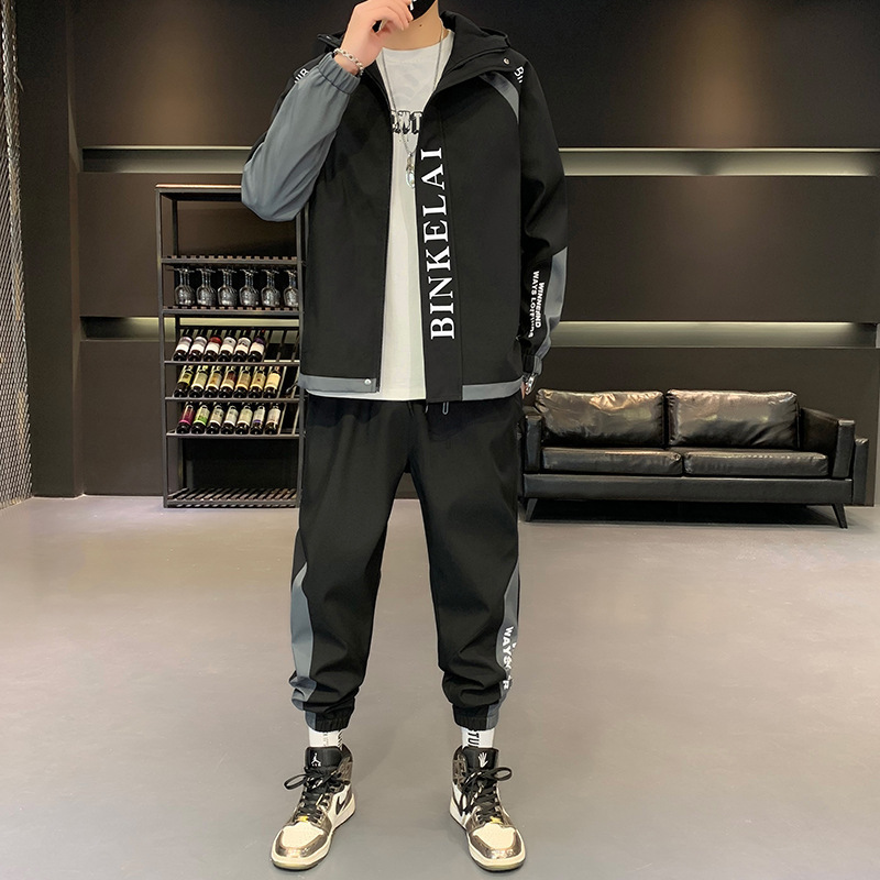 D03 - 3 hombre primavera y otoño estilo de moda coreano nuevo juego de chaqueta deportiva casual