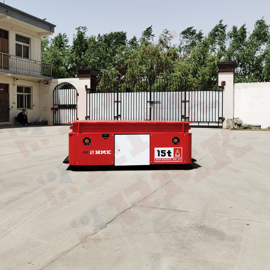 车间智能转运无轨电动平板车50吨胶轮转运车电动举升蓄电池台车