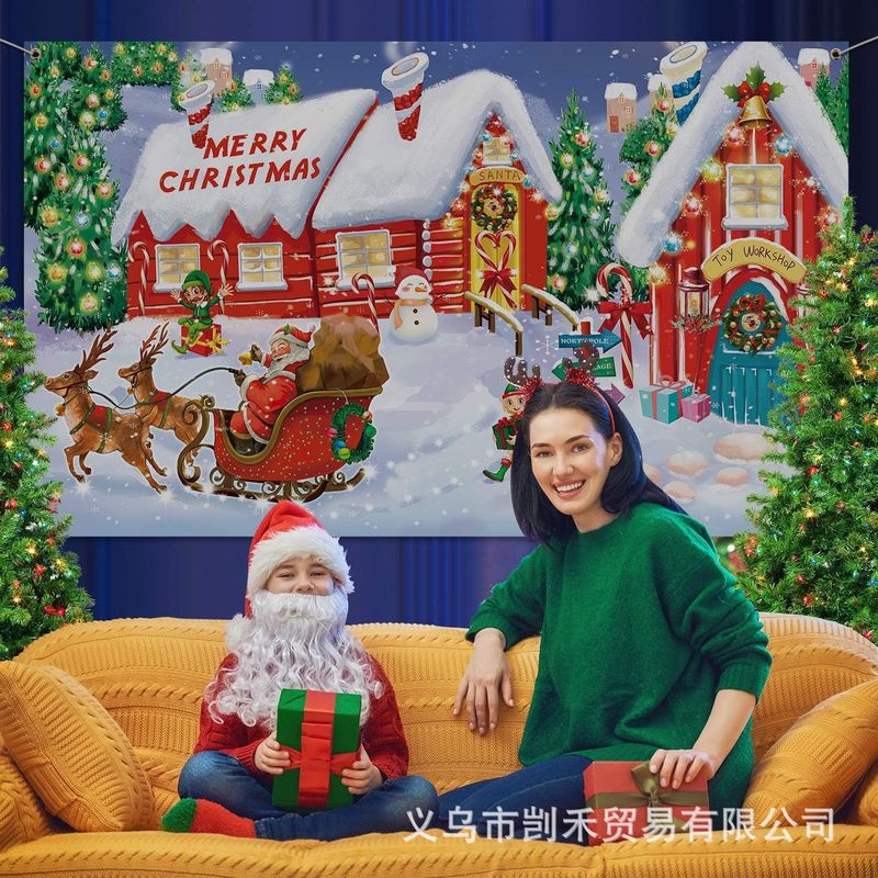 クロスボーダー新しいクリスマスバナーフェスティバルパーティー装飾ドアカーテンパーティー吊り旗クリスマスカプレット工場|undefined