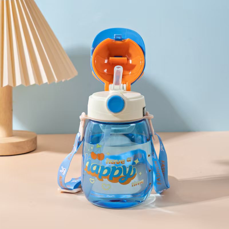 Yitong creativo para niños tazas de plástico de PC cinturón jarro de agua estudiantes de jardín de infantes dibujos animados conejo taza de paja 2025 nuevo