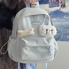 ins色百搭书包韩版少女学生大学生双肩包高颜值简约休闲背包