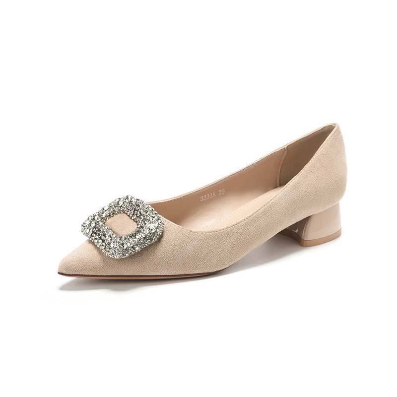 3333A-065 Damen-Schuhe mit niedrigem Absatz, Wildleder, Strasssteinen und spitzer Zehenpartie – vielseitig, bequem und ideal für Alltag, Beruf und Freizeit_voghion.com