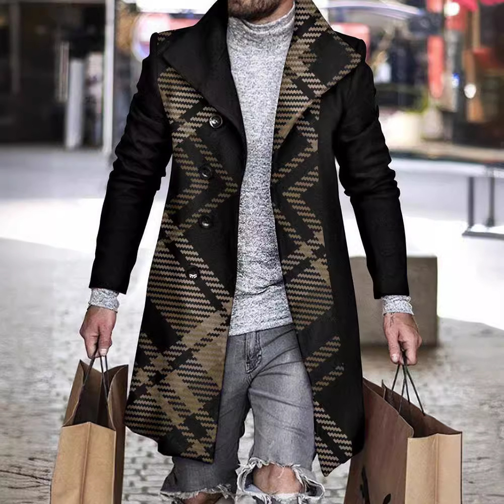 Abrigo a cuadros para hombre 2024 nuevo producto comercio exterior chaqueta wish estación europea Amazon rompevientos AliExpress lana al por mayor