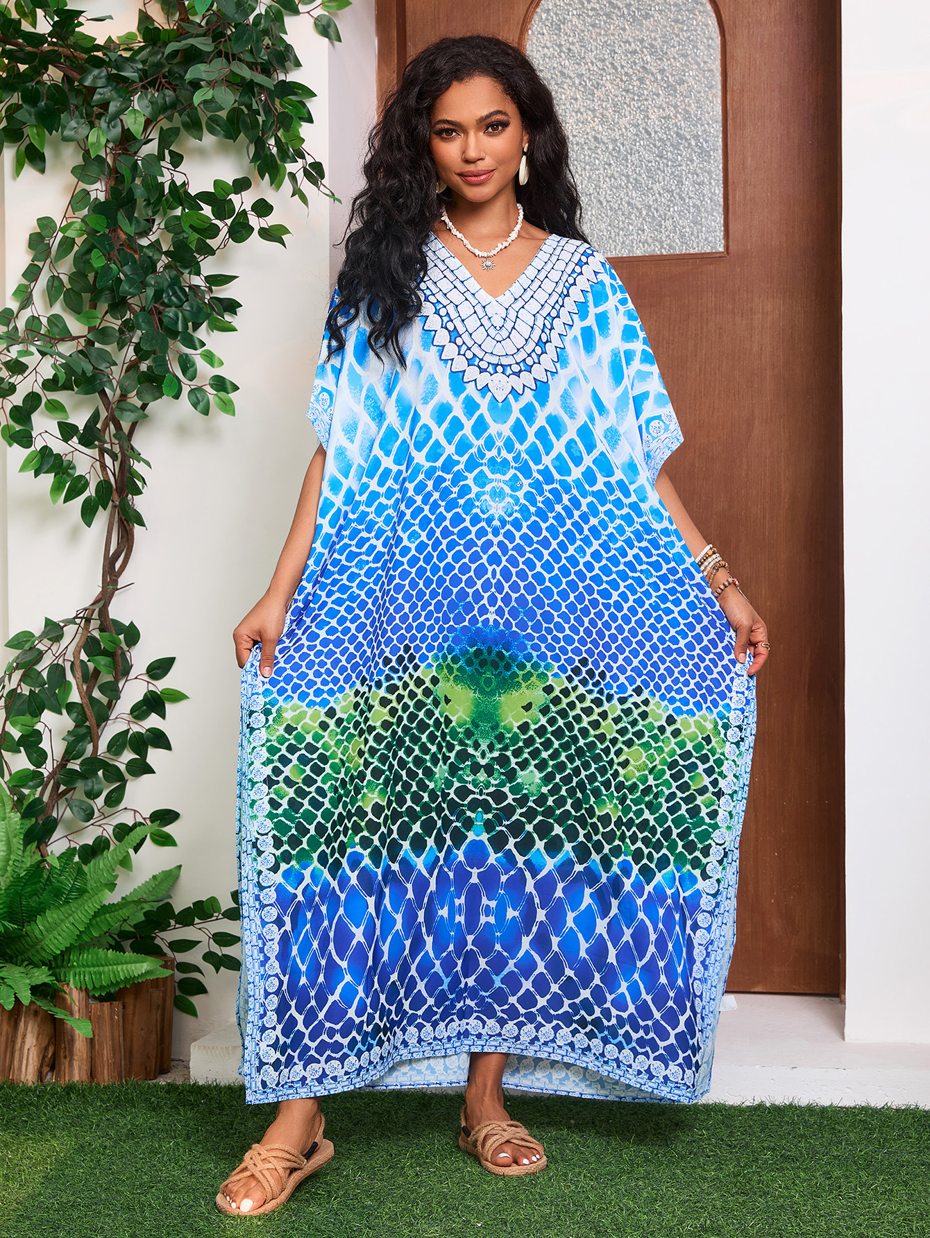 Transfronterizo Amazon nuevo posicionamiento impresa falda larga estilo nacional de vacaciones camisa de playa FR300 (17 colores)