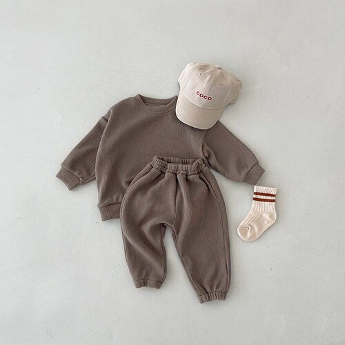 New Spring and Autumn 2024 Baby and Toddler Sports Set for Boys and Girls, Medium and Small Children, Pure Cotton Casual Loose Two-Piece Set