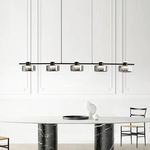 意式极简餐厅吊灯现代创意设计轻奢全铜玻璃长条餐桌岛台吧台灯具