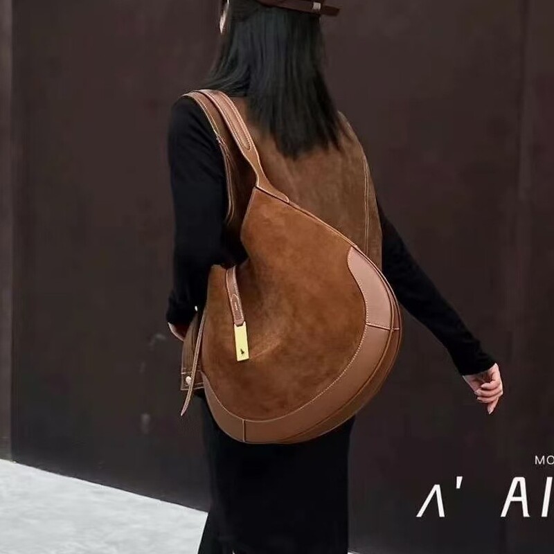 Raf Lauren Zheng Xiuqin Style Polo Bag New Matte Retro Large Capacity Single Shoulder Crossbody Underarm Croissant Bag