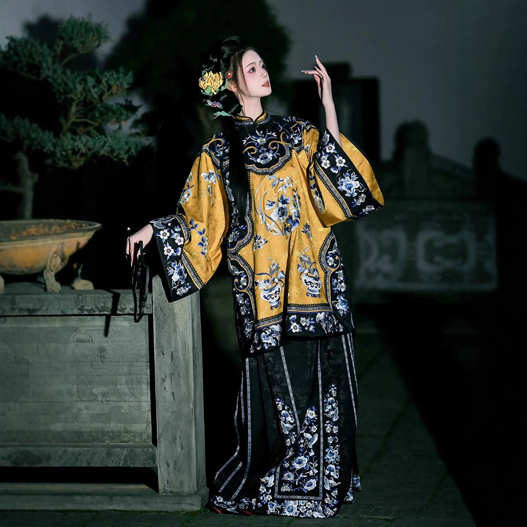 Руолан сине-белый фарфор серии Цин Цин женские костюмы