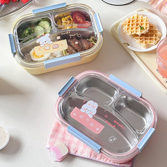 弁当箱 食品グレード 電子レンジ対応 子供 小学生 プラスチック弁当箱 304ステンレス製仕切り付きランチボックス