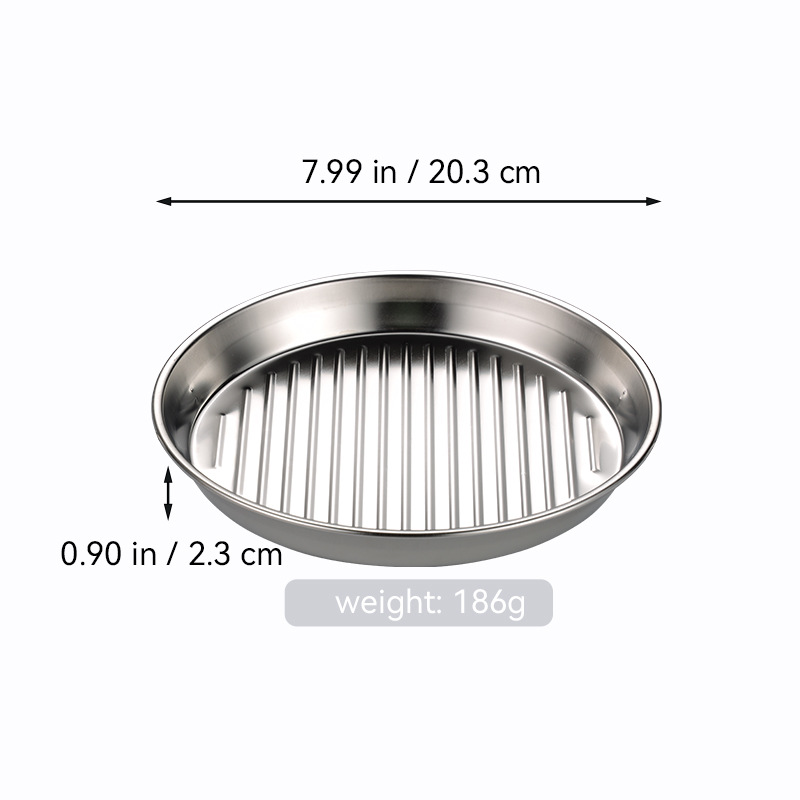 Bandeja redonda de barbacoa de acero inoxidable transfronteriza bandeja de mariscos de doble oreja dorada bandeja de filete bandeja de aperitivos filtrada bandeja de patatas fritas