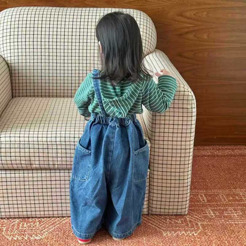 女童牛仔背带裤2025秋季新款儿童洋气休闲裤男女宝宝大口袋长裤子|undefined