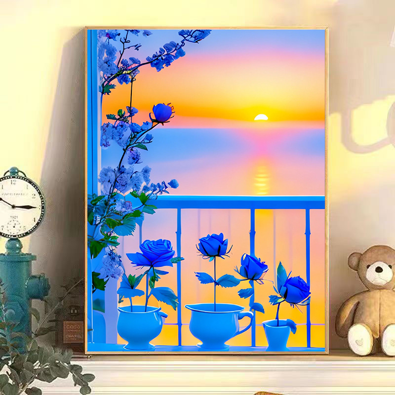 30種類の花卉diyデジタル油絵の震え音電気商が次々と露店を出してバラの手描き装飾画を卸売りした|undefined