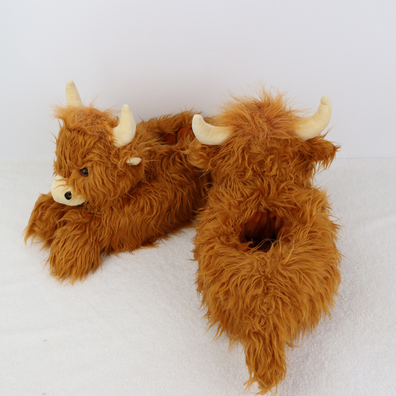 Cross-Border Popular Slippers Highland Cow Scottish Highland Cow Slippers Internet Celebrity Cow Plush Peripherals