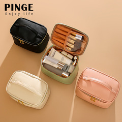 新款大容量高顏值ins化妝品收納包pu皮化妝收納包簡約手提化妝包