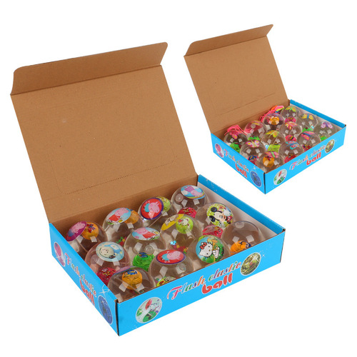 Glitter crystal ball, glowing bouncy ball, jump ball with rope, glittering children's toys, night market stall hot selling toys