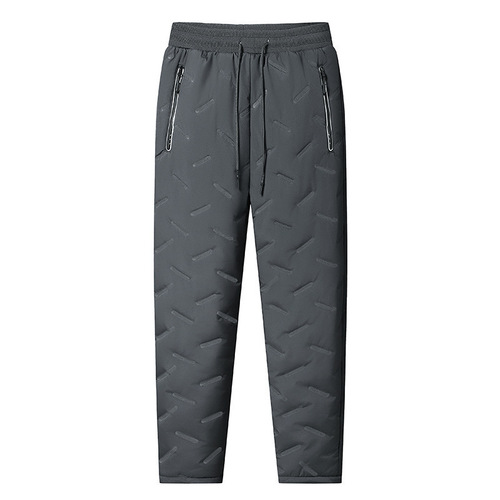 Men's Autumn/Winter Thicken Fleece Ultrasound Warm Pants, Windproof Waterproof Loose Straight Leg Large Men's Casual Pants