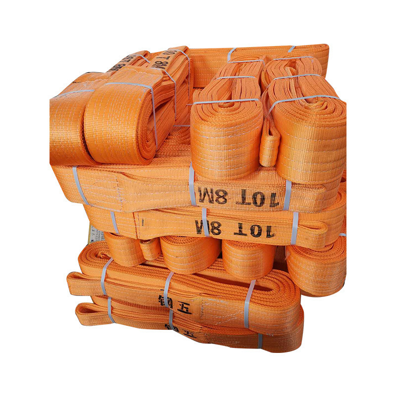 大吨位扁平吊带 供应涤纶材质扁平吊带 黄色款式扁平两头扣吊索具